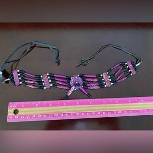 Purple Tribal Necklace Choker Handmade